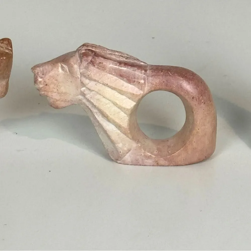 4 Soapstone Jungle Animal Napkin Rings